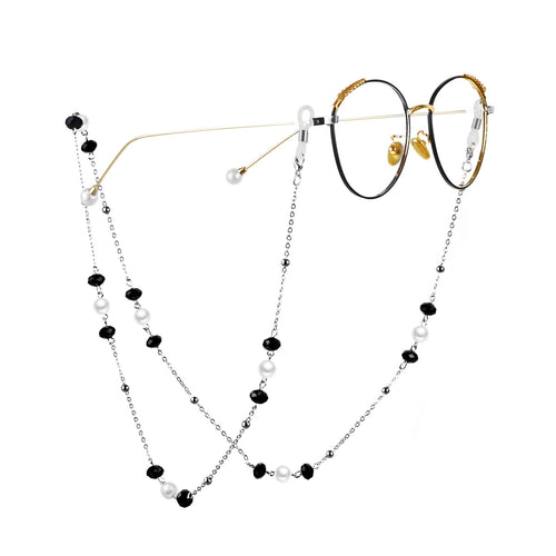Elegant Pearl and Black Bead Eyewear Chain Bowlift