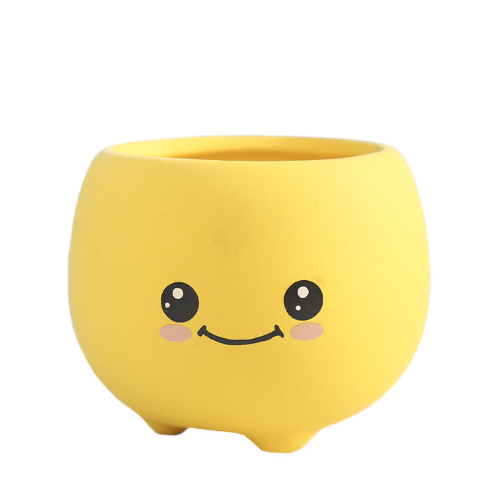 Cute Smiling Ceramic Planter Bowlift