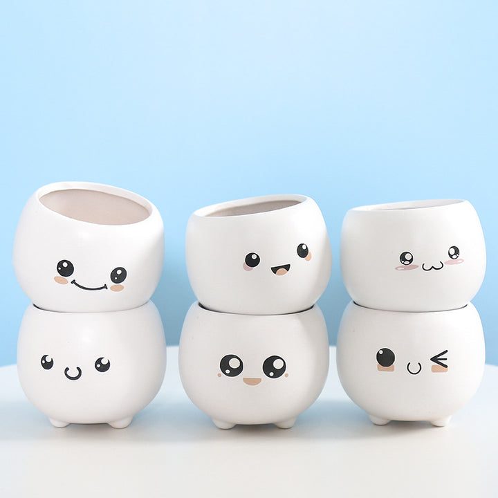 Cute Smiling Ceramic Planter Bowlift