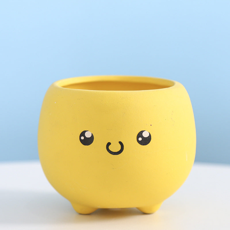 Cute Smiling Ceramic Planter Bowlift