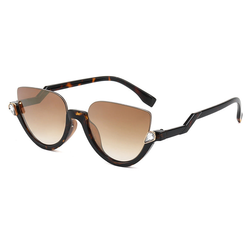 Ladies Cat-Eye Sunglasses with Glamorous Stone Accents Bowlift