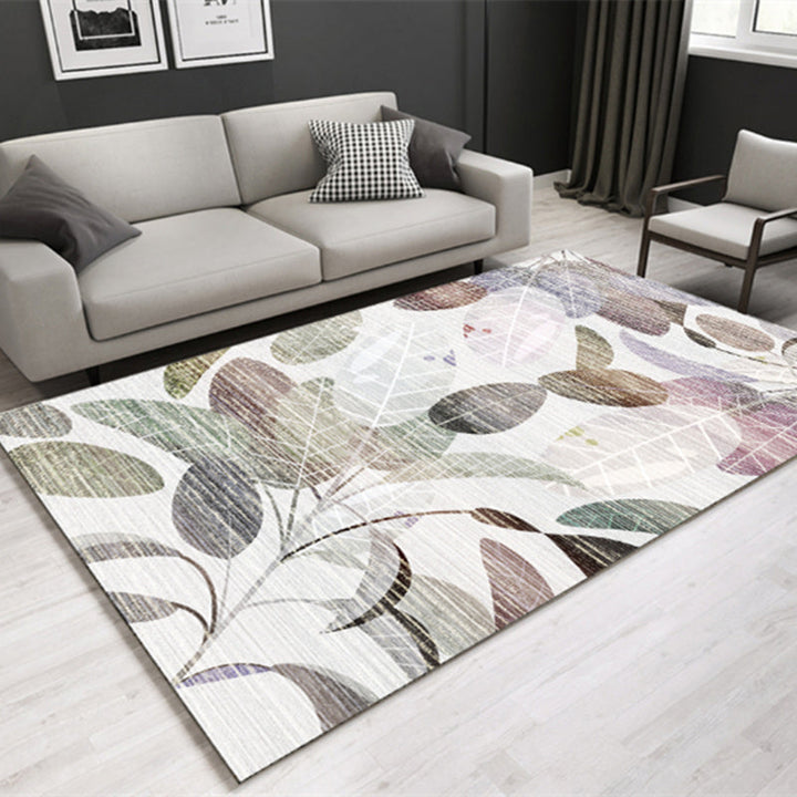 BowLift | Modern Plant Printed Carpet Multi-Color Polypropylene Area Rug Pet-Friendly Machine-Washable Rug for Room