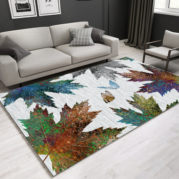 BowLift | Modern Plant Printed Carpet Multi-Color Polypropylene Area Rug Pet-Friendly Machine-Washable Rug for Room
