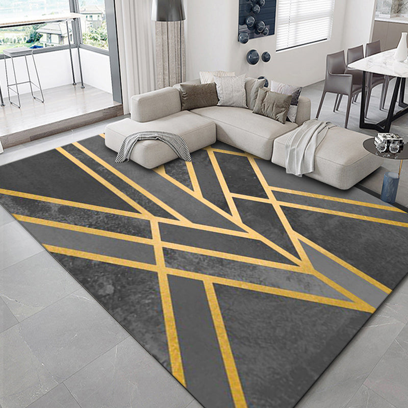 BowLift | Luxurious geometric print carpet Multicolored synthetic carpet with non-slip backing pet-friendly carpet for the living room