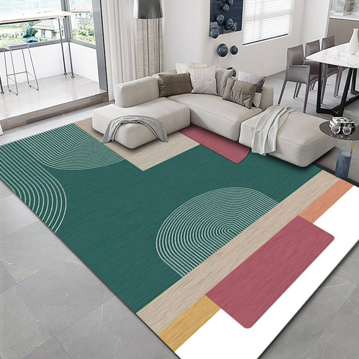 BowLift | Luxurious geometric print carpet Multicolored synthetic carpet with non-slip backing pet-friendly carpet for the living room