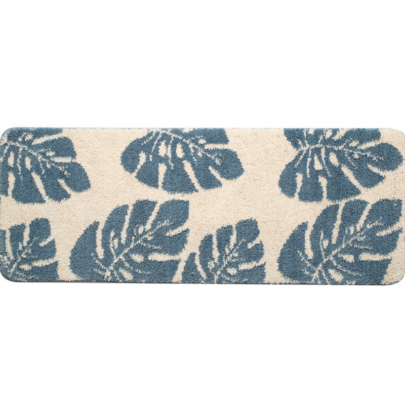 Green Bedroom Rug Modern Leaf Print Indoor Carpet Polypropylene Pet Friendly Stain Resistant Rug | Bowlift