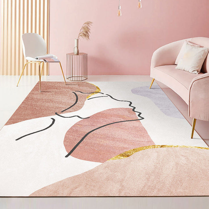 BowLift | Beautiful Bedroom Rug Multicolored Color Block Rug Polyester Non-slip Back Machine Washable Rug