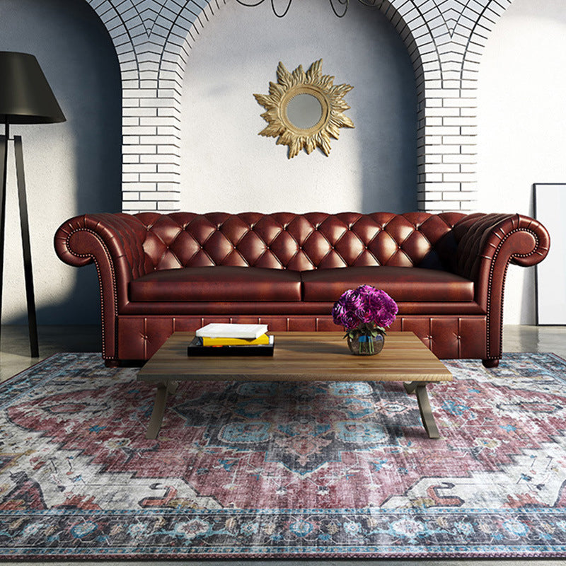 BowLift | Retro Floral Print Rug Multicolored Rustic Area Rug Polypropylene Easy Care Non-Slip Backing Rug for Room