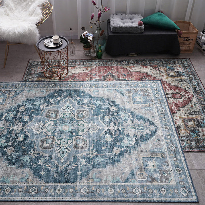 BowLift | Retro Floral Print Rug Multicolored Rustic Area Rug Polypropylene Easy Care Non-Slip Backing Rug for Room