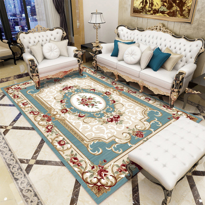 BowLift | Retro floral pattern rug multicolored synthetic indoor rug easy-care pet-friendly rug for rooms