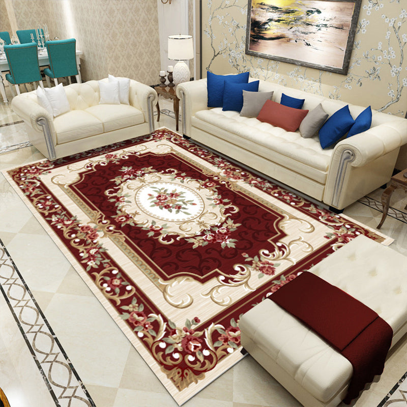 BowLift | Retro floral pattern rug multicolored synthetic indoor rug easy-care pet-friendly rug for rooms