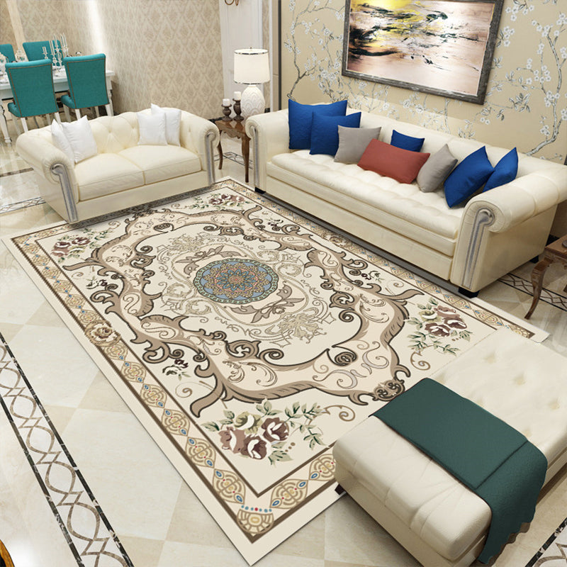 BowLift | Retro floral pattern rug multicolored synthetic indoor rug easy-care pet-friendly rug for rooms