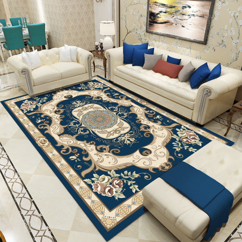 BowLift | Retro floral pattern rug multicolored synthetic indoor rug easy-care pet-friendly rug for rooms