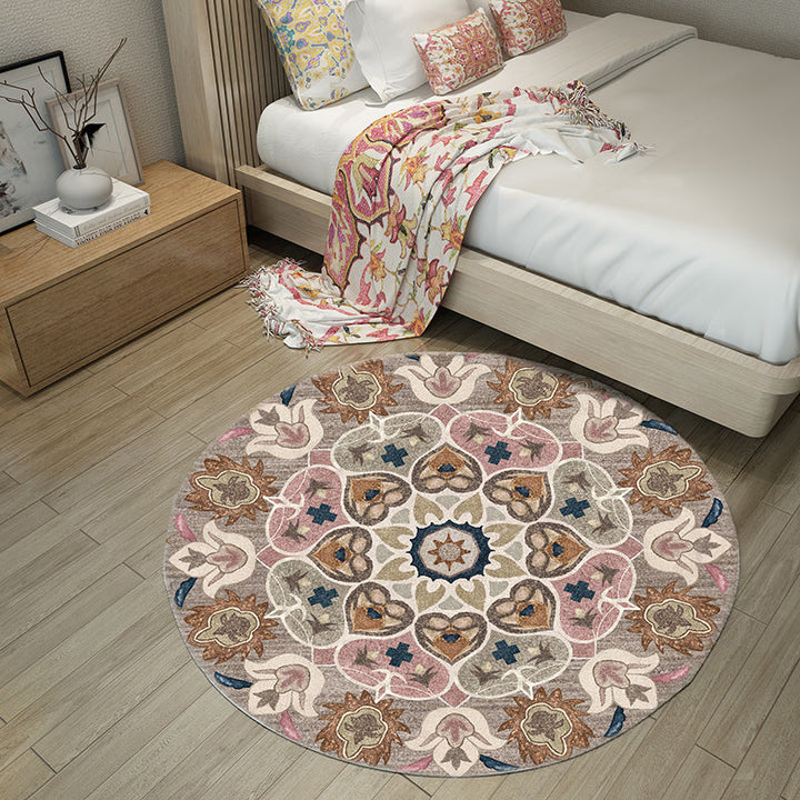 Ethnic Living Room Rug Multicolored Tribal Pattern Rug Synthetic Non-Slip Back Easy Care Indoor Rug | Bowlift
