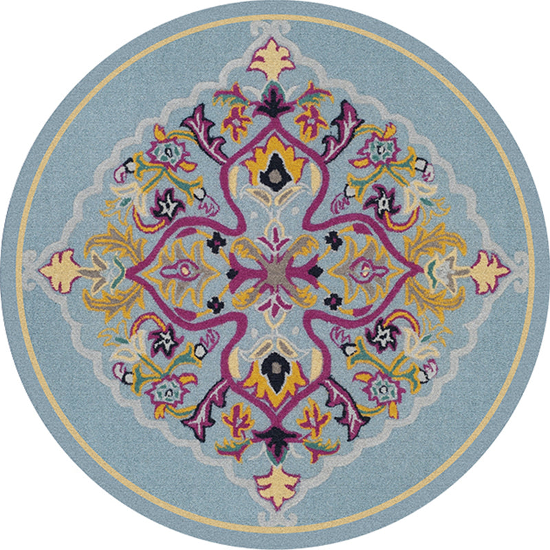 Ethnic Living Room Rug Multicolored Tribal Pattern Rug Synthetic Non-Slip Back Easy Care Indoor Rug | Bowlift