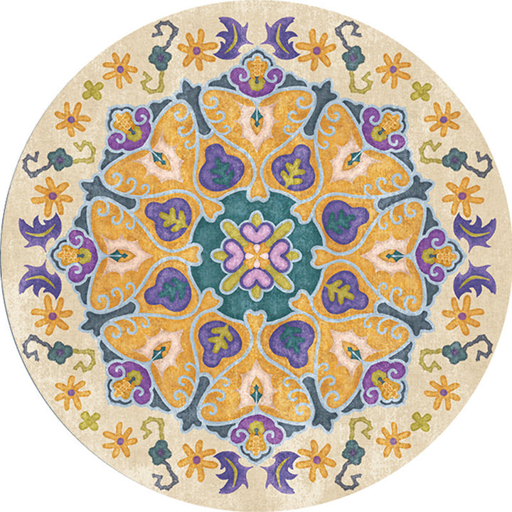 Ethnic Living Room Rug Multicolored Tribal Pattern Rug Synthetic Non-Slip Back Easy Care Indoor Rug | Bowlift