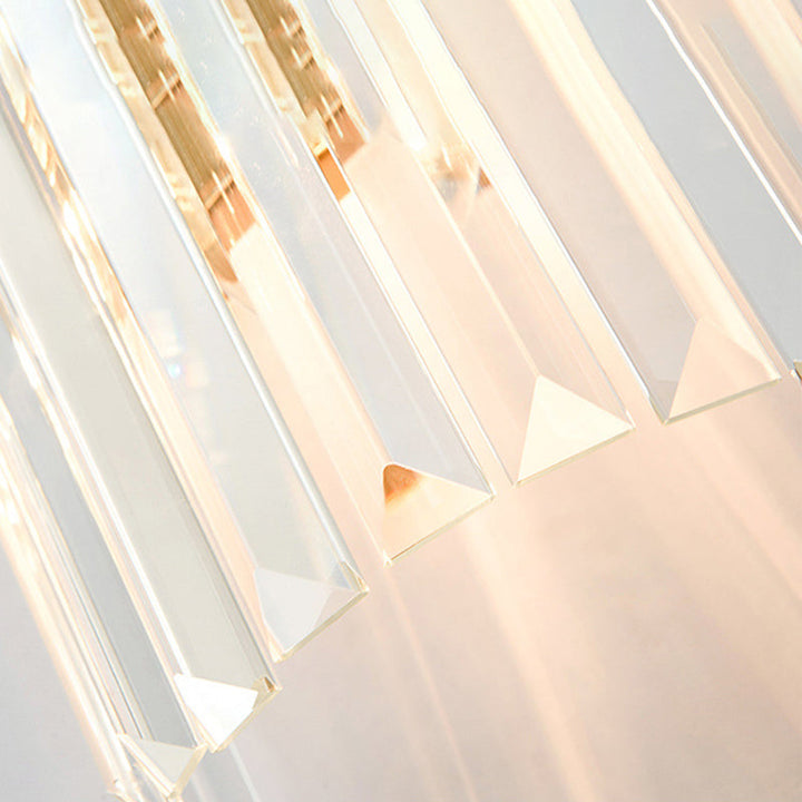 BowLift | 2 Light Living Room Wall Mounted Lamp Modern Brass Finish Wall Light with Cylindrical Clear Crystal Shade
