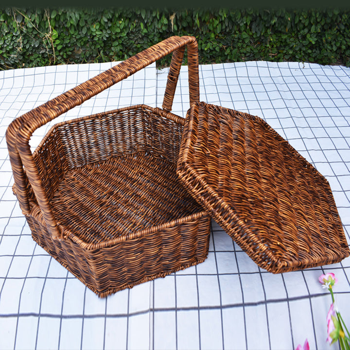 Handcrafted Woven Storage Basket with Lid Bowlift 1789539601