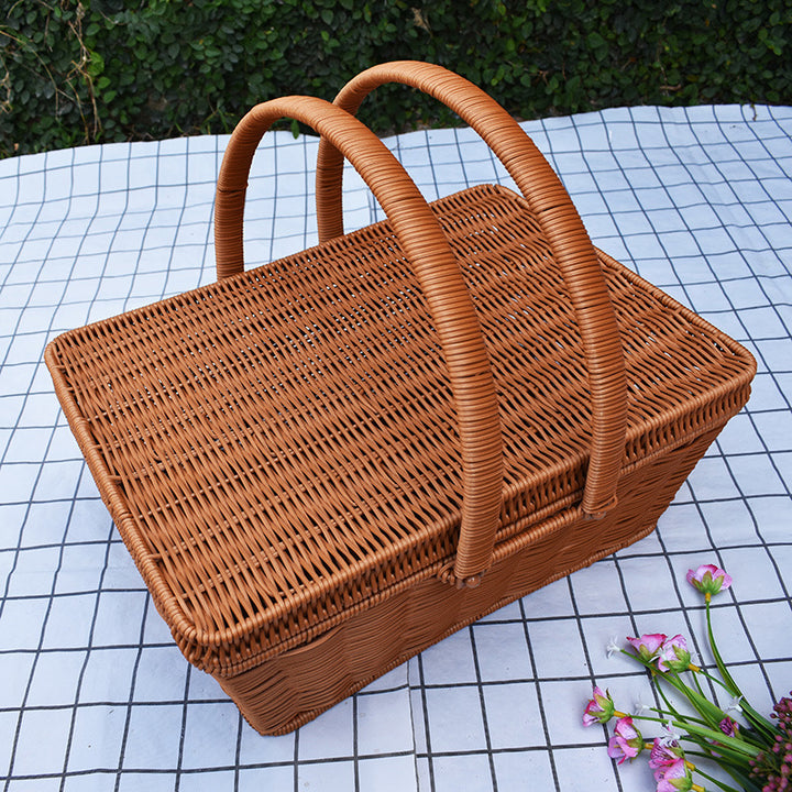 Handcrafted Woven Storage Basket with Lid Bowlift 1789539601