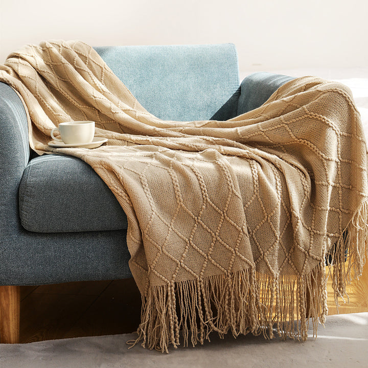 Textured Knitted Throw Blanket