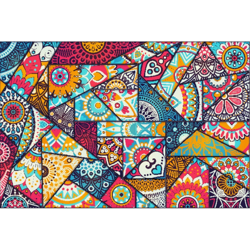 Boho-Chic Living Room Rug Multicolor Geometric Print Rug Polypropylene Machine Washable Non-Slip Back Rug | Bowlift