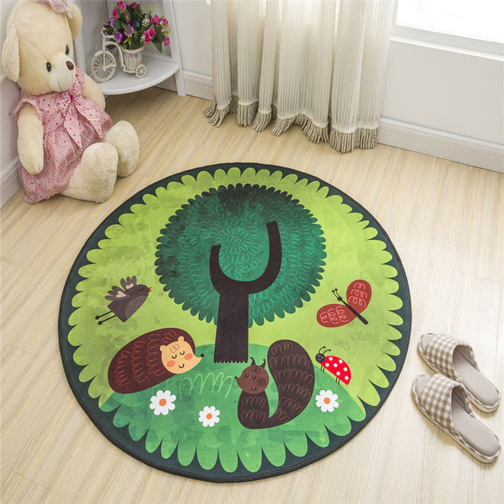 BowLift | Nordic Kids Bedroom Rug Multicolored Cartoon Print Rug Polyester Non-Slip Back Machine Washable Rug