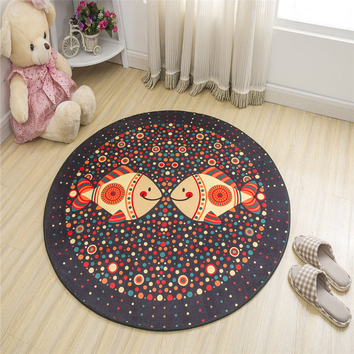 BowLift | Nordic Kids Bedroom Rug Multicolored Cartoon Print Rug Polyester Non-Slip Back Machine Washable Rug