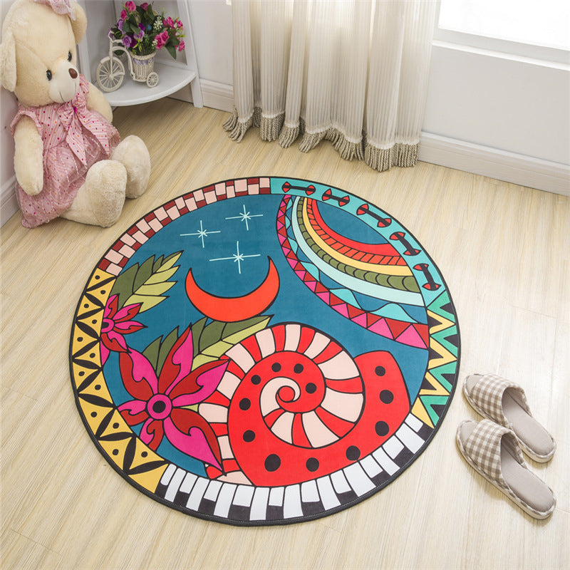BowLift | Nordic Kids Bedroom Rug Multicolored Cartoon Print Rug Polyester Non-Slip Back Machine Washable Rug