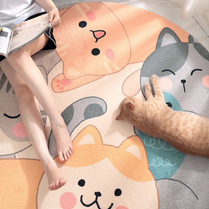 BowLift | Sweet Cartoon Print Rug Multicolored Polyester Rug Washable Easy Care Non-Slip Indoor Rug for Children's Room