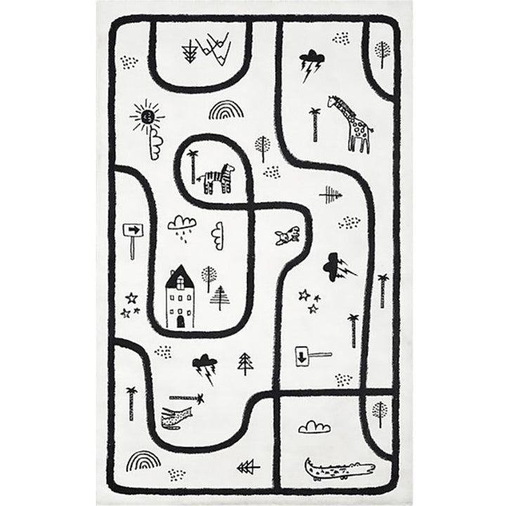 BowLift | Unique Children's Room Carpet Multicolored Plant Print Carpet Polyester Non-slip Pet-friendly Stain-resistant Carpet