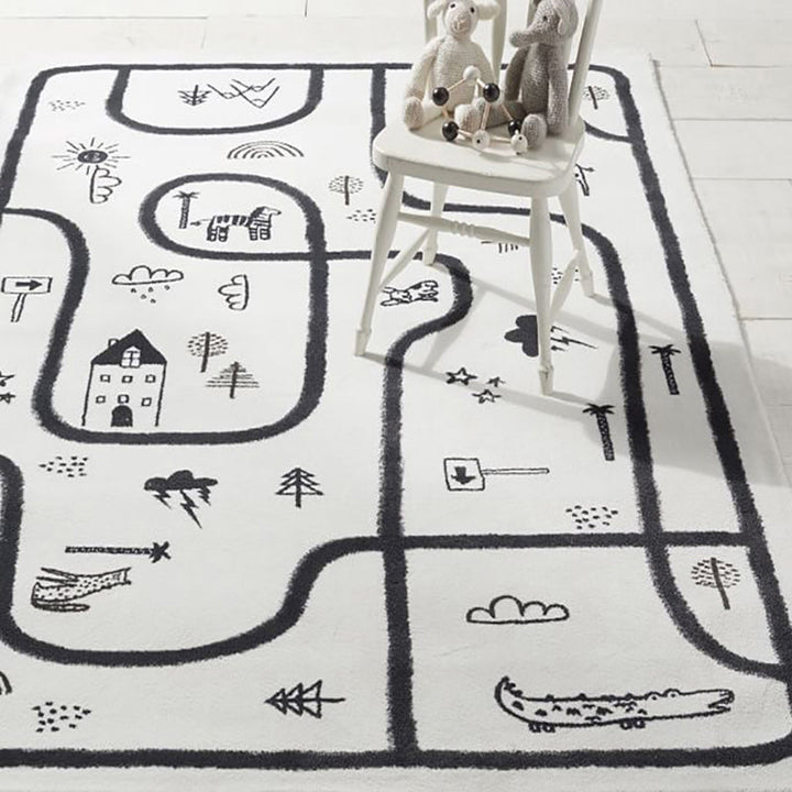 BowLift | Unique Children's Room Carpet Multicolored Plant Print Carpet Polyester Non-slip Pet-friendly Stain-resistant Carpet