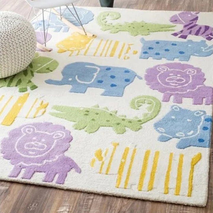 BowLift | Funky Kids Bedroom Rug Multicolor Cartoon Area Rug Polyester Pet-Friendly Machine Washable Rug