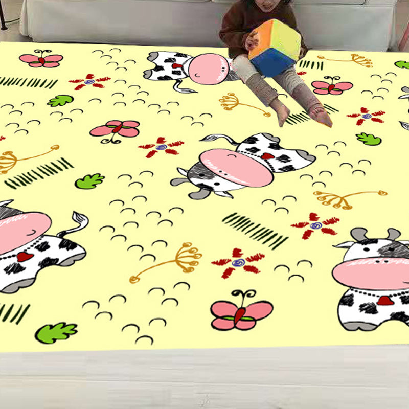 BowLift | Funny Children's Room Carpet Multicolored Cartoon Print Carpet Synthetic Non-Slip Back Easy Care Carpet