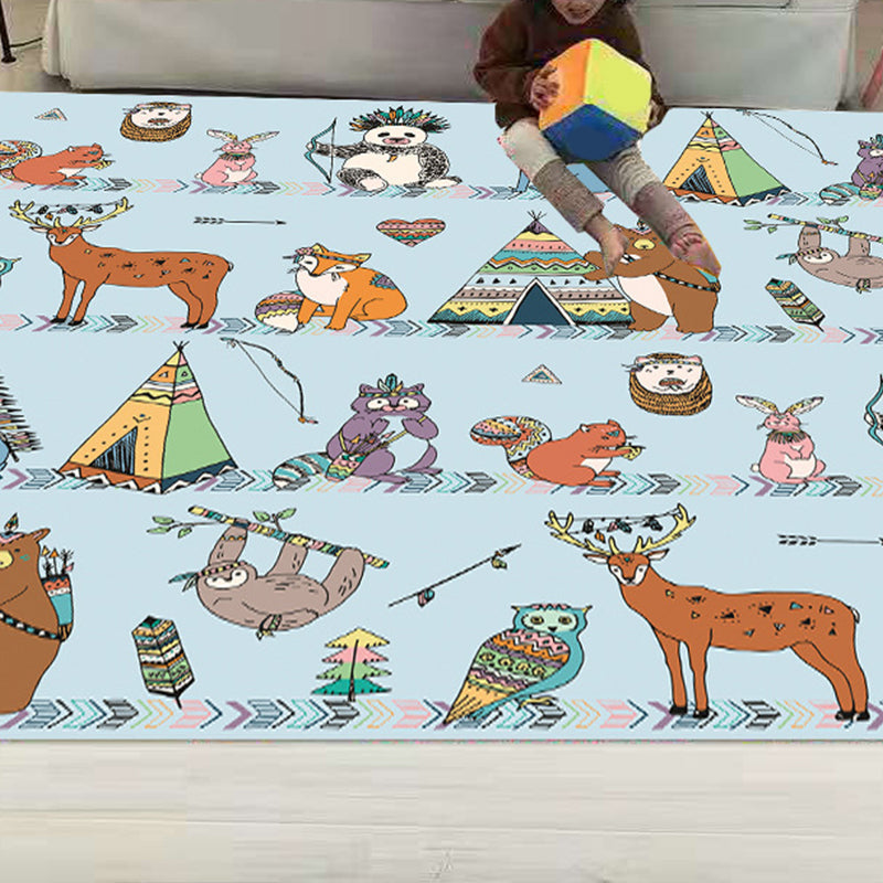 BowLift | Funny Children's Room Carpet Multicolored Cartoon Print Carpet Synthetic Non-Slip Back Easy Care Carpet