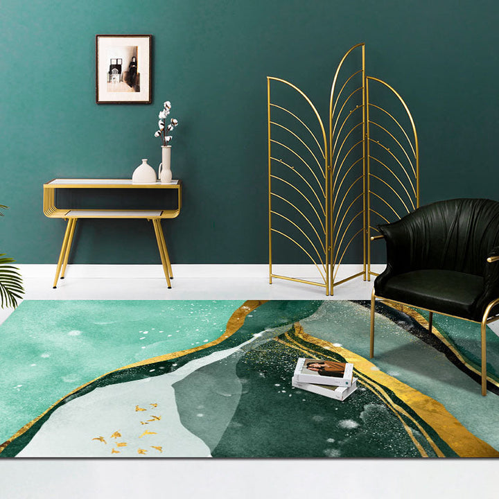BowLift | Contemporary geometric printed carpet Multicolored polypropylene carpet Non-slip backing Machine washable carpet for the living room