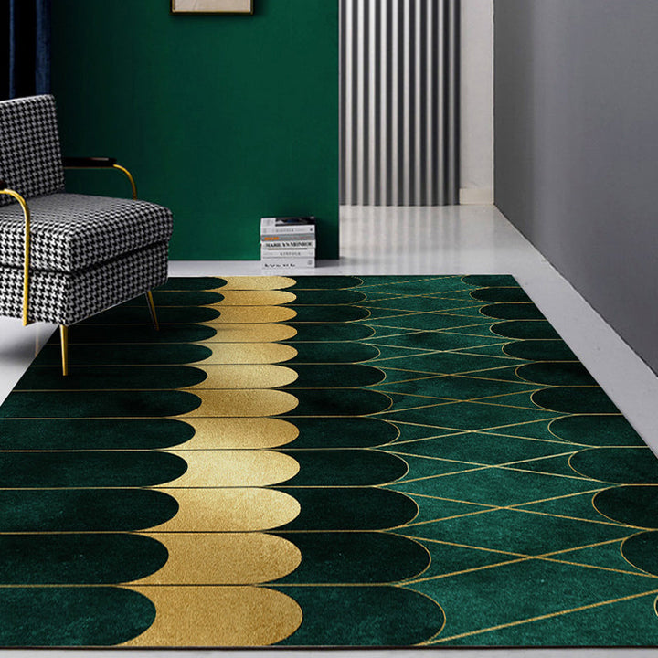 BowLift | Simple Geometric Print Rug Multi Colored Synthetic Non-Slip Machine Washable Area Rug for Living Room