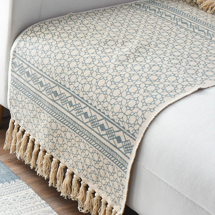 BowLift | Western Bedroom Rug Multicolored Geometric Print Rug Polyester Handwoven Pet-Friendly Area Rug with Fringes