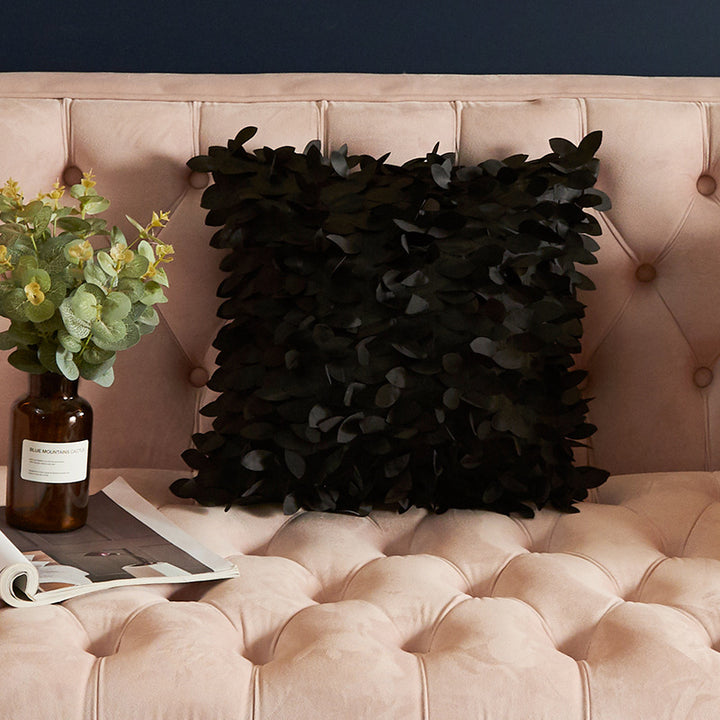 Luxurious Leaf-Patterned Decorative Pillow