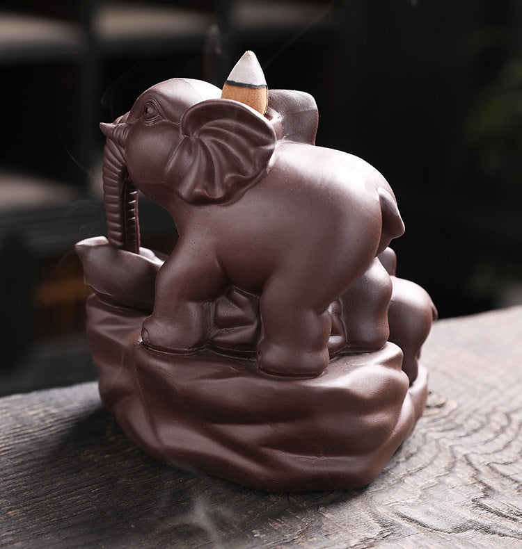 Elephant Theme Decorative Waterfall Incense Holder