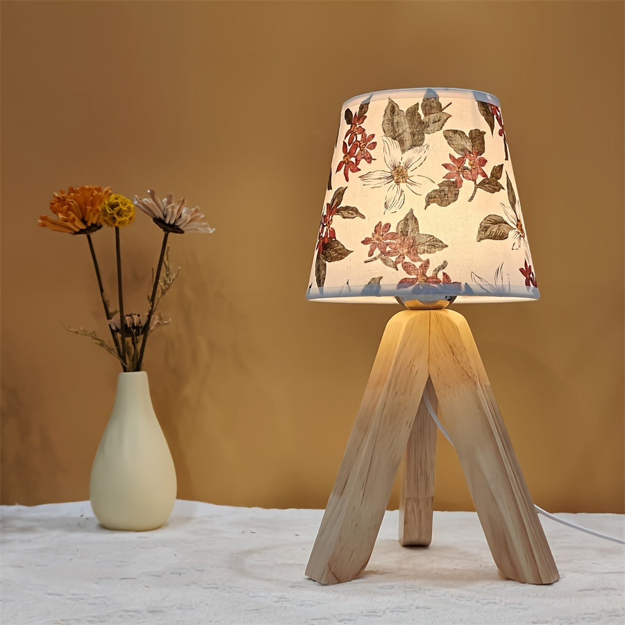 FloralGlow Lamp - Elegant LED Table Lamp with Wood Bowlift