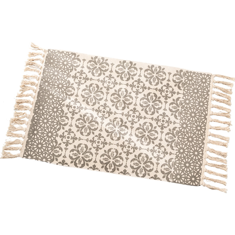 BowLift | Ethnic geometric pattern rug Multi-color cotton blend area rug machine washable handwoven rug with fringes for room