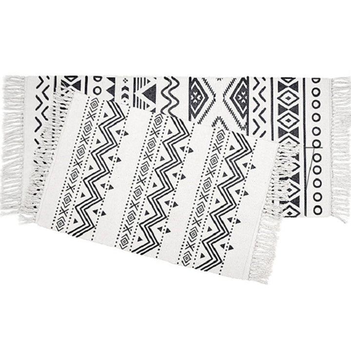 BowLift | Casual Multicolored Western Rug Cotton Blend Geometric Light Rug Machine Washable Woven Rug with Fringes for Living Room
