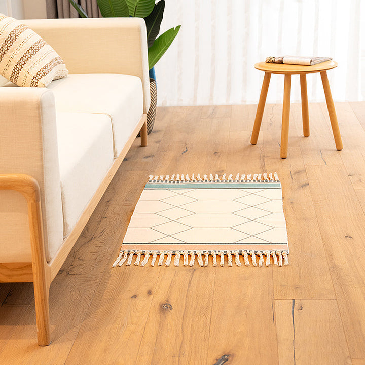BowLift | Classic living room carpet Colorful geometric printed carpet washable woven rug with tassels