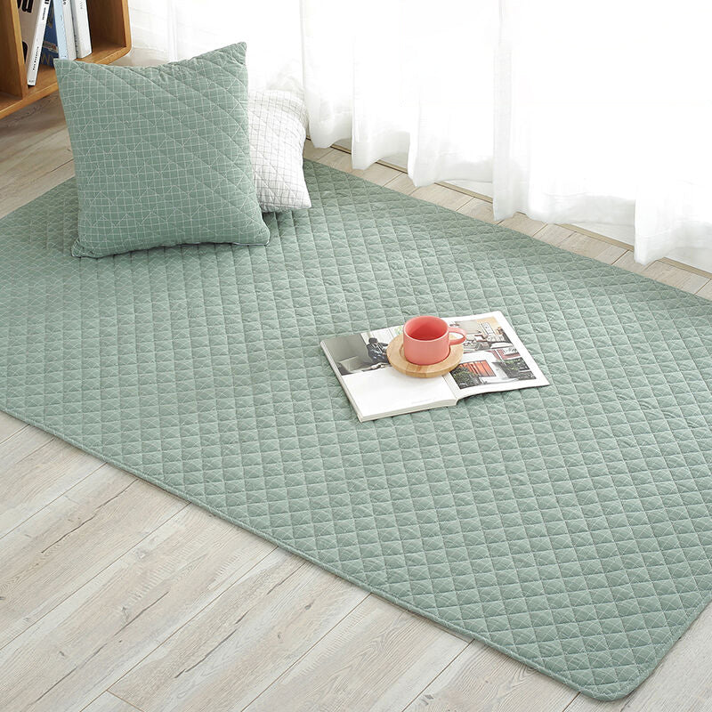 Multicolored simple cotton rug with striped design, non-slip backing, machine washable, rug for the bedroom | Bowlift