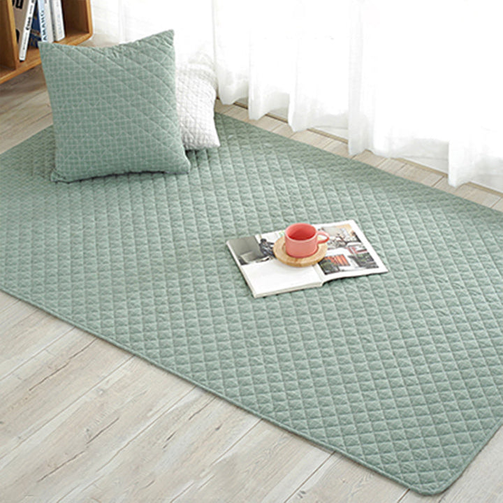 Multicolored simple cotton rug with striped design, non-slip backing, machine washable, rug for the bedroom | Bowlift
