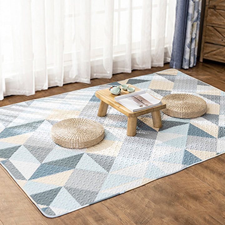 Multi-Color Relaxation rug Cotton Geometric pattern rug Non-slip backing Machine washable rug for bedroom | Bowlift