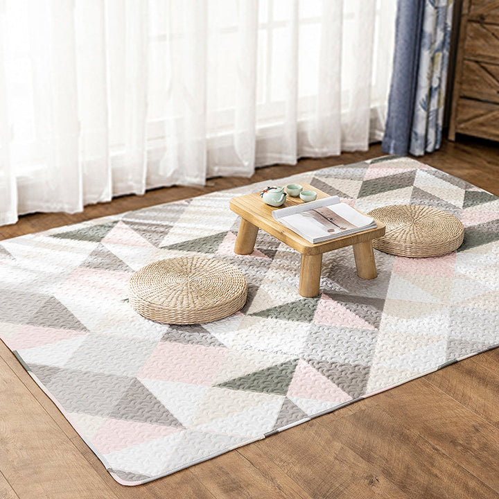 Multi-Color Relaxation rug Cotton Geometric pattern rug Non-slip backing Machine washable rug for bedroom | Bowlift