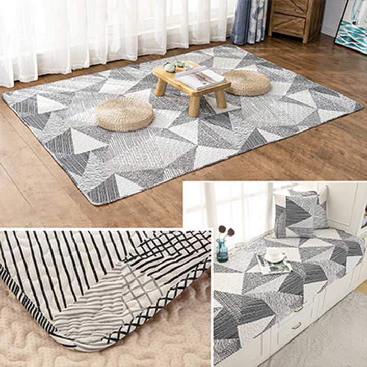 Multi-Color Relaxation rug Cotton Geometric pattern rug Non-slip backing Machine washable rug for bedroom | Bowlift