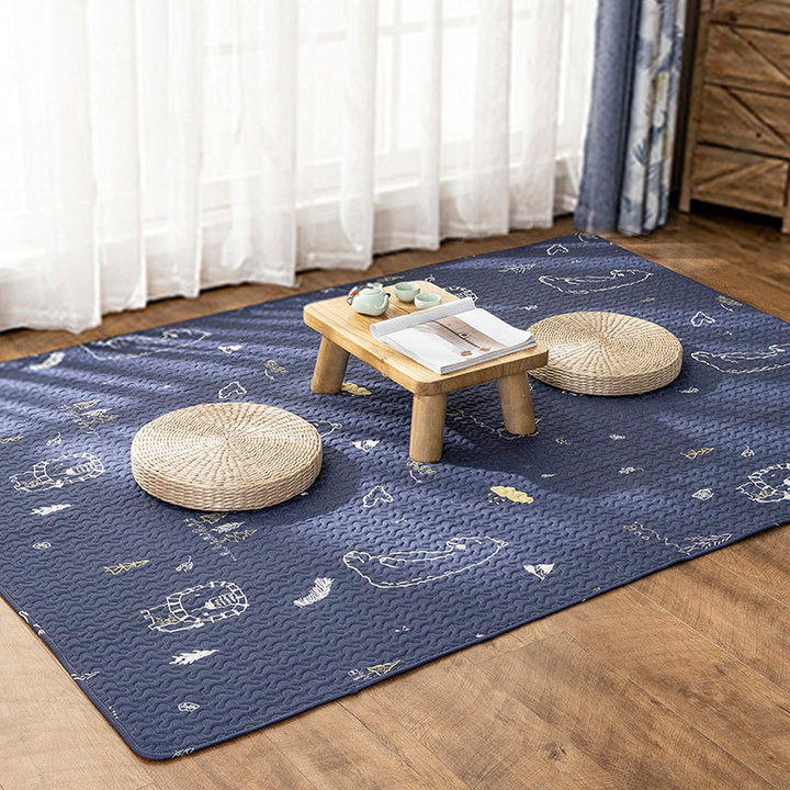 Multi-Color Relaxation rug Cotton Geometric pattern rug Non-slip backing Machine washable rug for bedroom | Bowlift