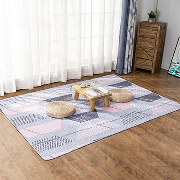 Multi-Color Relaxation rug Cotton Geometric pattern rug Non-slip backing Machine washable rug for bedroom | Bowlift